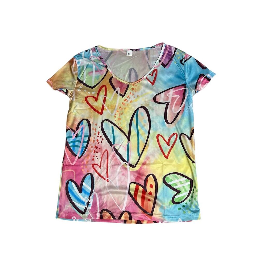 V-Neck Hearts M T-Shirt